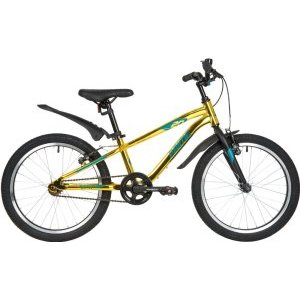 Подростковый велосипед NOVATRACK 20" PRIME алюминиевый, золотой металлик, тормоз V-brake, короткие крылья, 2020