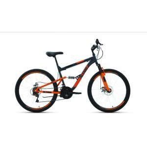 Горный велосипед ALTAIR MTB FS 26, 2.0 disc, 18 скоростей, рама 18, темно-серый/оранжевый, 2020-2021, VX22999